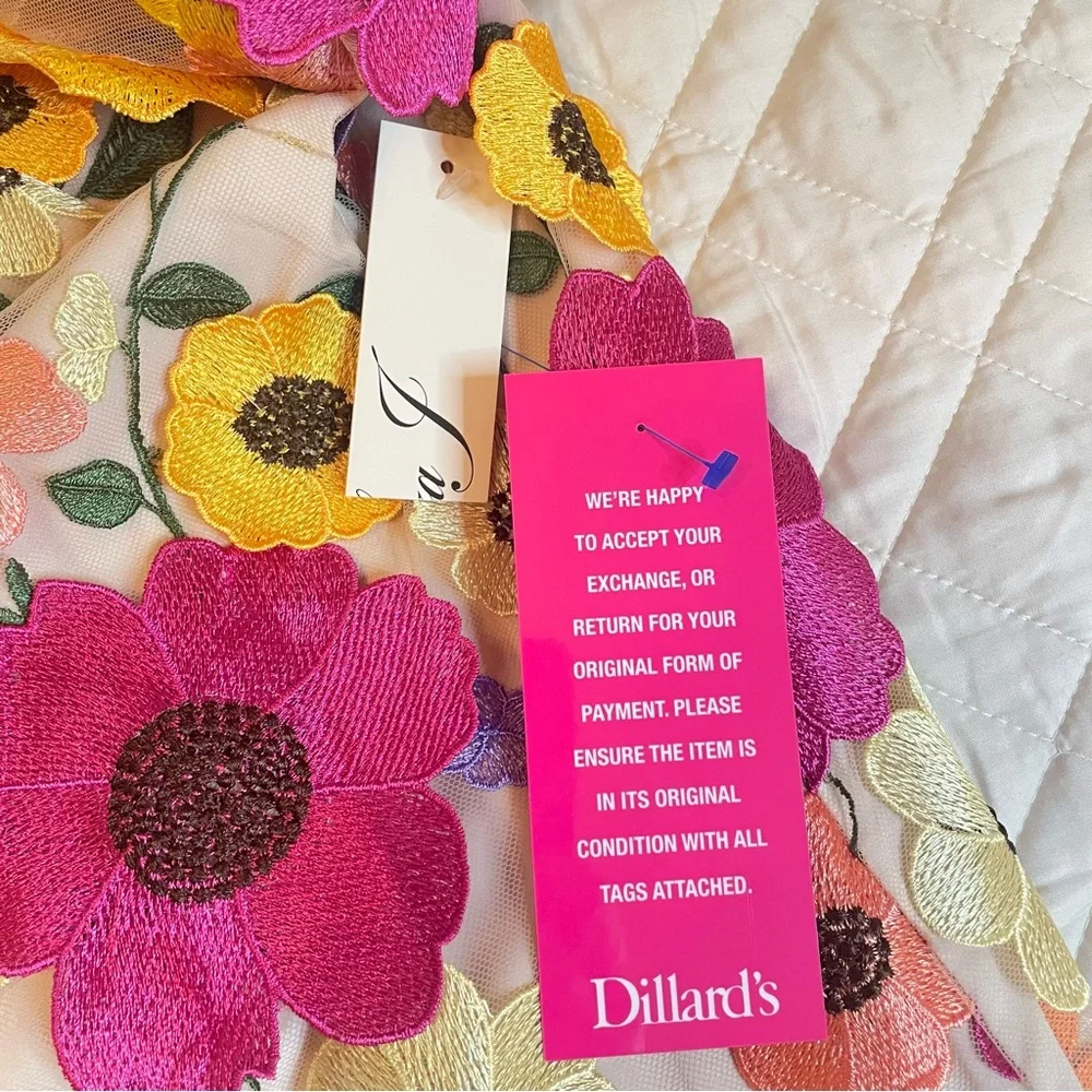 NWT Eliza J 3D Embroidered Floral Mesh Puff Sleeve Sheath Dress Plus Size 22W - Picture 4 of 16